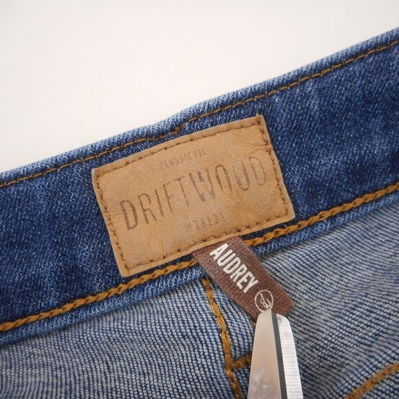 Driftwood Size 28 Audrey Blue Denim Jeans Floral Embroidery Slim Leg Raw Hem - Picture 7 of 14